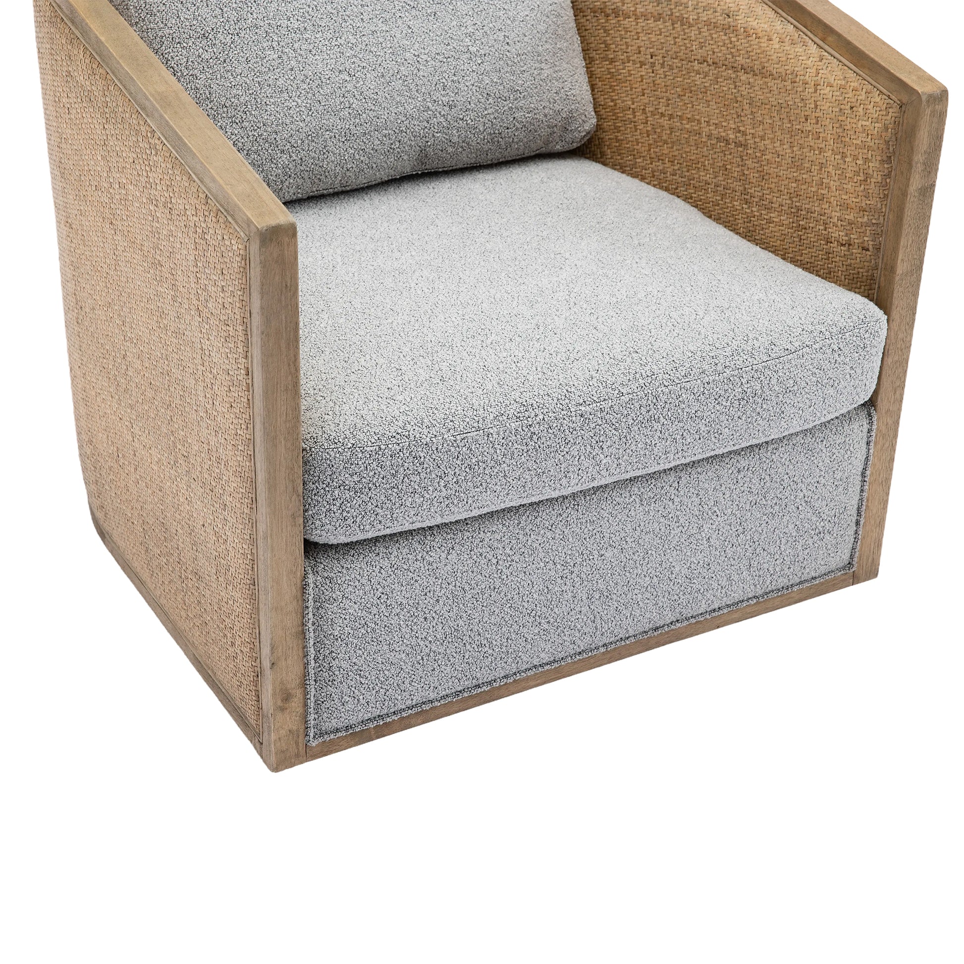 Coolmore Swivel Barrel Chair, Comfy Round Accent Sofa Chair For Living Room, 360 Degree Swivel Barrel Club Chair, Leisure Arm Chair For Nursery, Hotel, Bedroom, Office, Lounge Gray Boucle Gray Foam Boucle