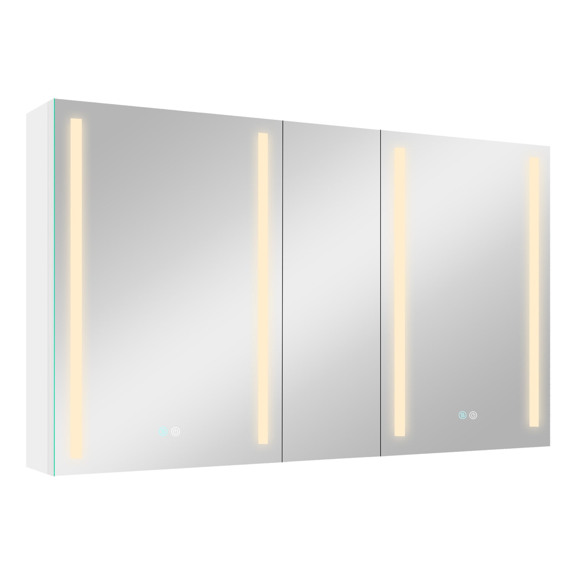 50X30 Inch Led Bathroom Medicine Cabinet Surface Mount Double Door Lighted Medicine Cabinet, Medicine Cabinets For Bathroom With Mirror Defogging, Dimmer White White Modern Aluminium