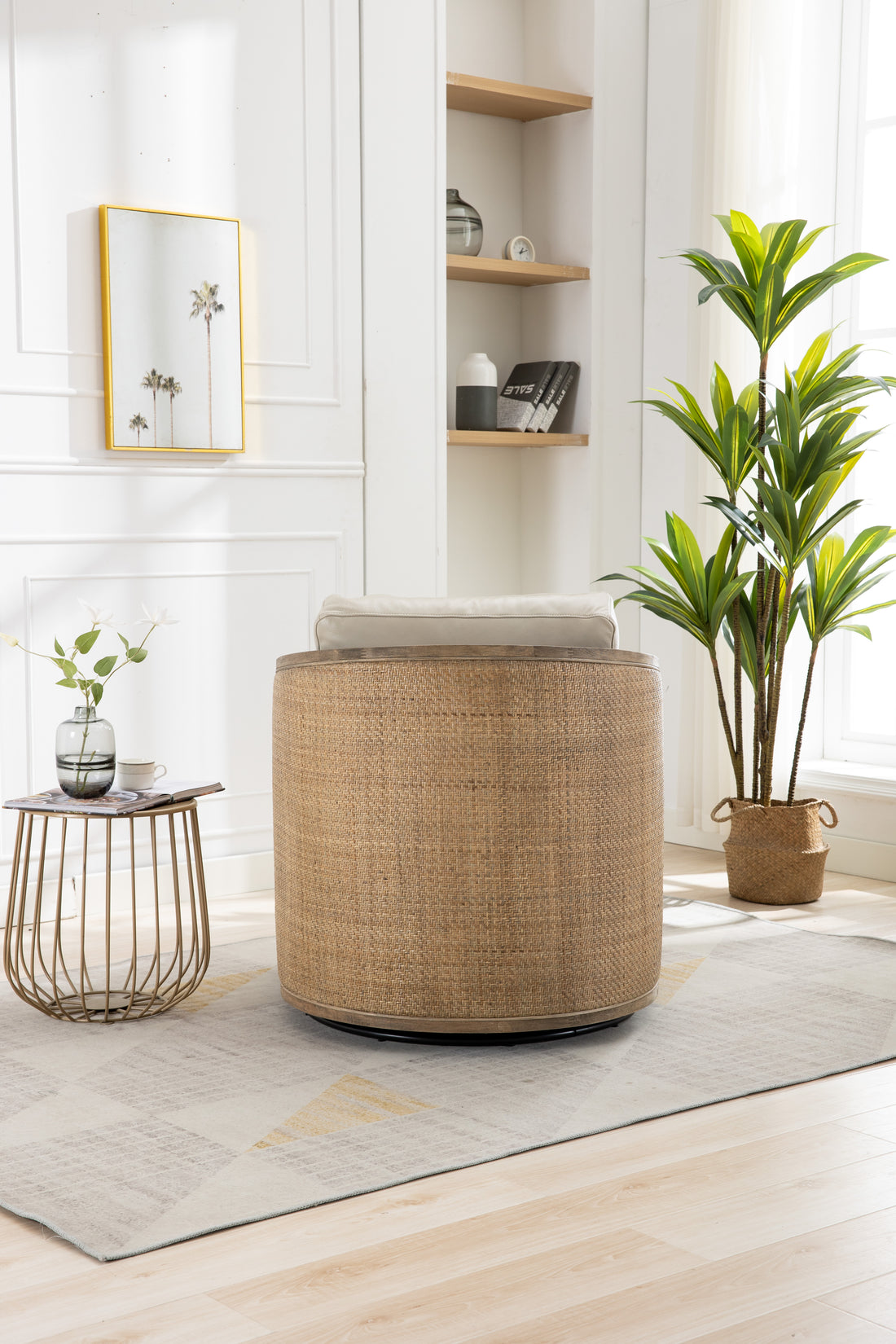 Coolmore Swivel Barrel Chair, Comfy Round Accent Sofa Chair For Living Room, 360 Degree Swivel Barrel Club Chair, Leisure Arm Chair For Nursery, Hotel, Bedroom, Office, Lounge Oyster Grey Leather