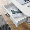 Computer Desk With Storage,Solid Wood Desk With Drawers, Modern Study Table For Home Office,Small Writing White Solid Wood Mdf