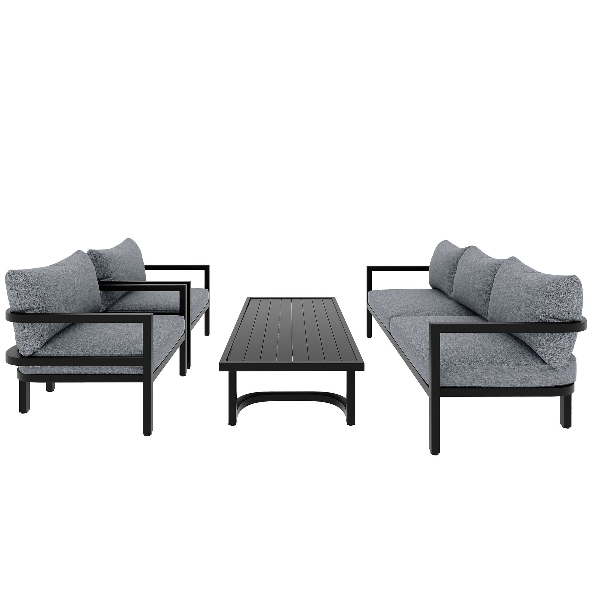 Multi Person Outdoor Steel Sofa Set, Waterproof, Anti Rust And Anti Uv, Suitable For Gardens And Lawns Light Gray Steel