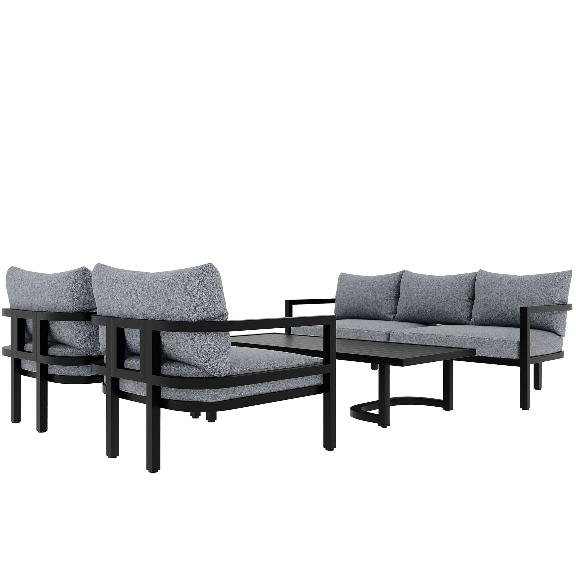 Multi Person Outdoor Steel Sofa Set, Waterproof, Anti Rust And Anti Uv, Suitable For Gardens And Lawns Light Gray Steel