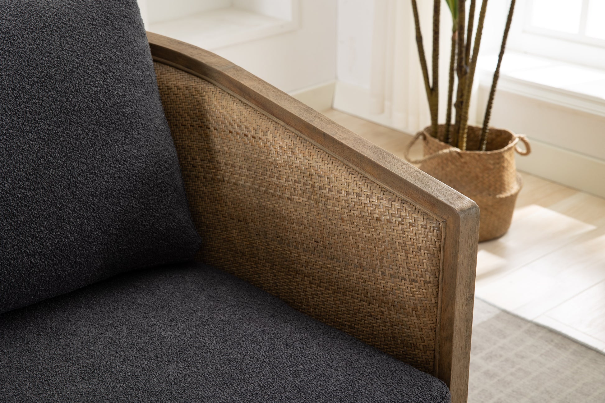 Coolmore Swivel Barrel Chair, Comfy Round Accent Sofa Chair For Living Room, 360 Degree Swivel Barrel Club Chair, Leisure Arm Chair For Nursery, Hotel, Bedroom, Office, Lounge Carbon Black Boucle Carbon Black Foam Boucle