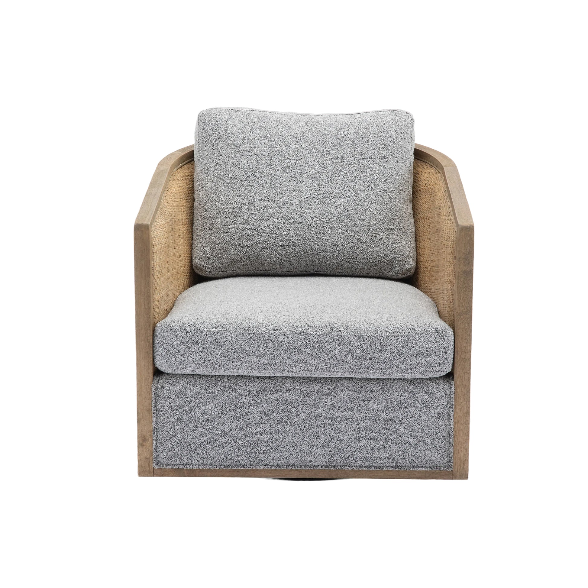 Coolmore Swivel Barrel Chair, Comfy Round Accent Sofa Chair For Living Room, 360 Degree Swivel Barrel Club Chair, Leisure Arm Chair For Nursery, Hotel, Bedroom, Office, Lounge Gray Boucle Gray Foam Boucle