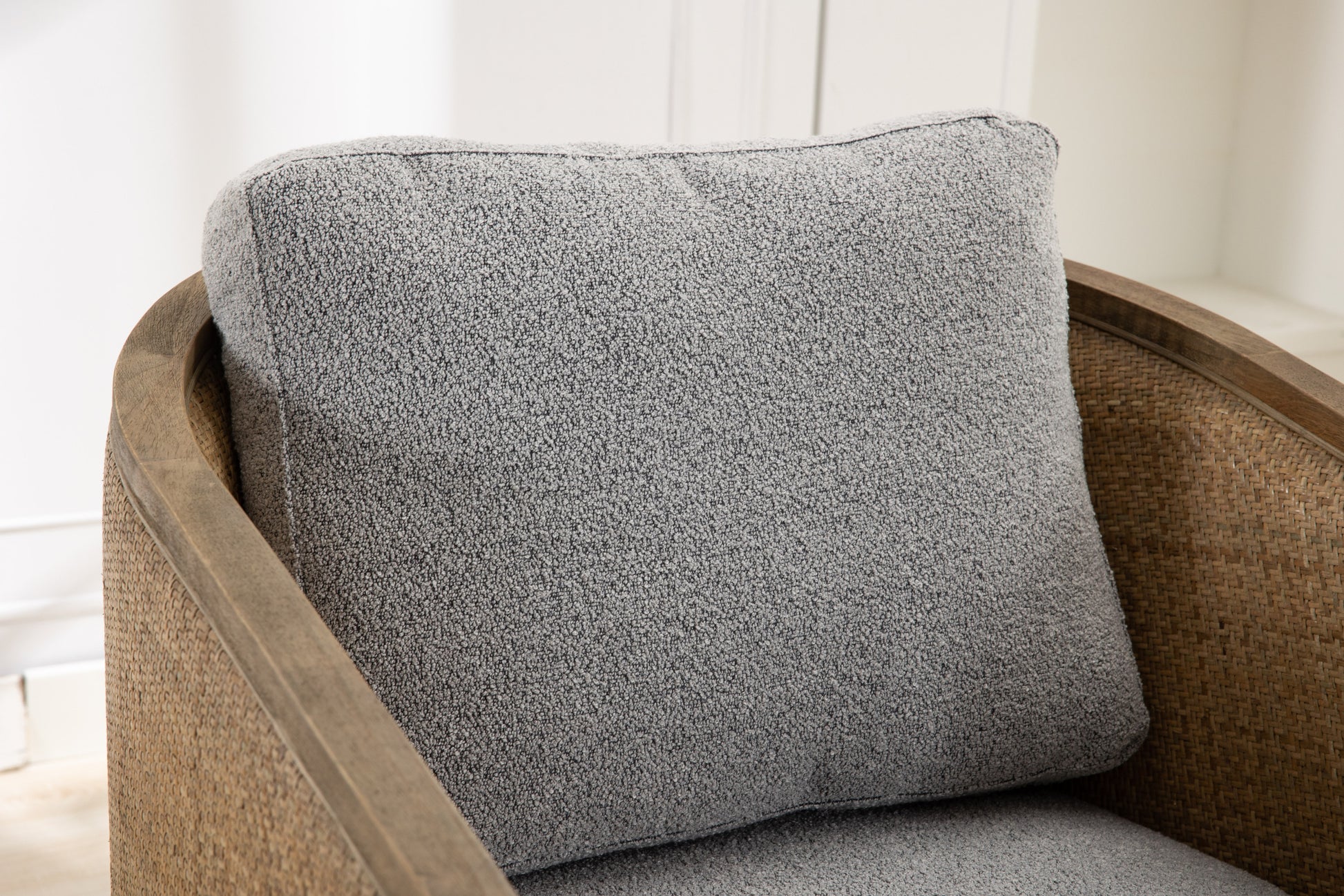 Coolmore Swivel Barrel Chair, Comfy Round Accent Sofa Chair For Living Room, 360 Degree Swivel Barrel Club Chair, Leisure Arm Chair For Nursery, Hotel, Bedroom, Office, Lounge Gray Boucle Gray Foam Boucle