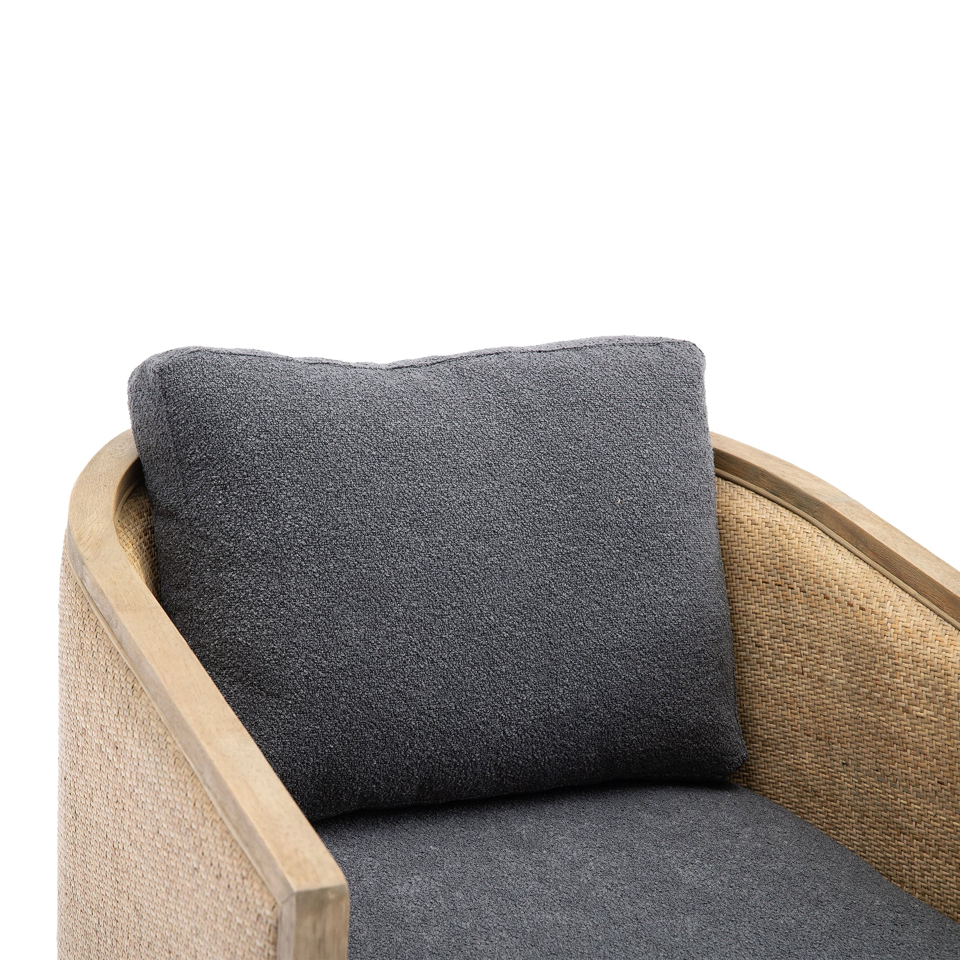 Coolmore Swivel Barrel Chair, Comfy Round Accent Sofa Chair For Living Room, 360 Degree Swivel Barrel Club Chair, Leisure Arm Chair For Nursery, Hotel, Bedroom, Office, Lounge Carbon Black Boucle Carbon Black Foam Boucle