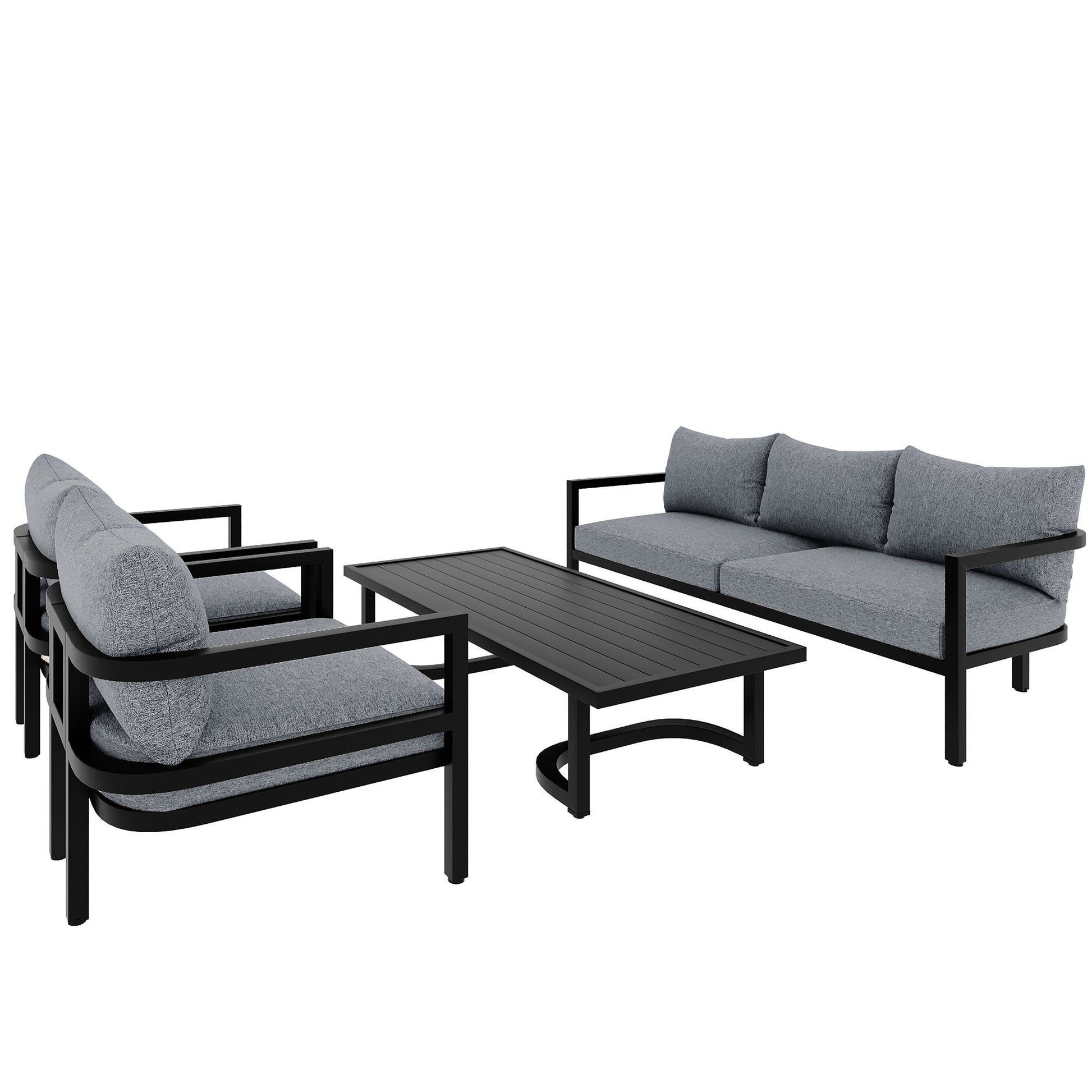 Multi Person Outdoor Steel Sofa Set, Waterproof, Anti Rust And Anti Uv, Suitable For Gardens And Lawns Light Gray Steel