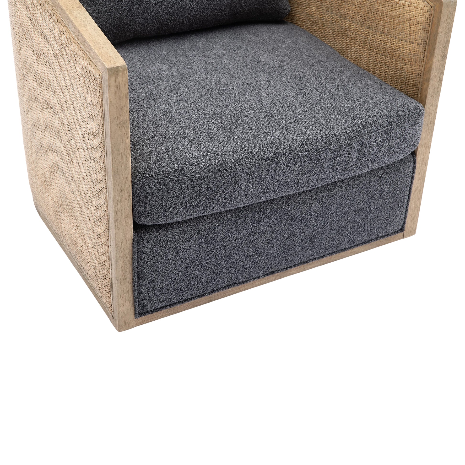 Coolmore Swivel Barrel Chair, Comfy Round Accent Sofa Chair For Living Room, 360 Degree Swivel Barrel Club Chair, Leisure Arm Chair For Nursery, Hotel, Bedroom, Office, Lounge Carbon Black Boucle Carbon Black Foam Boucle