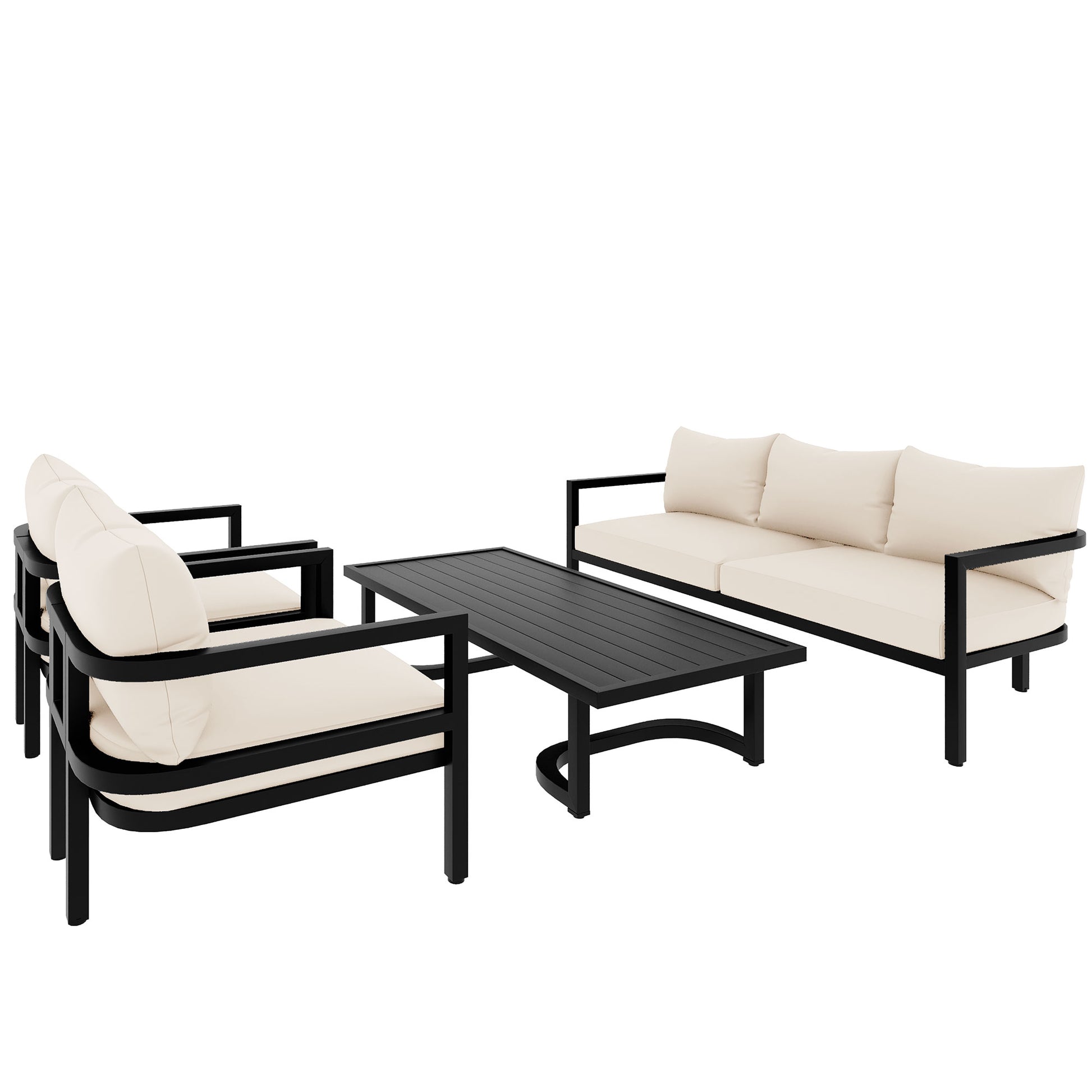 Multi Person Outdoor Steel Sofa Set, Waterproof, Anti Rust And Anti Uv, Suitable For Gardens And Lawns Beige Steel