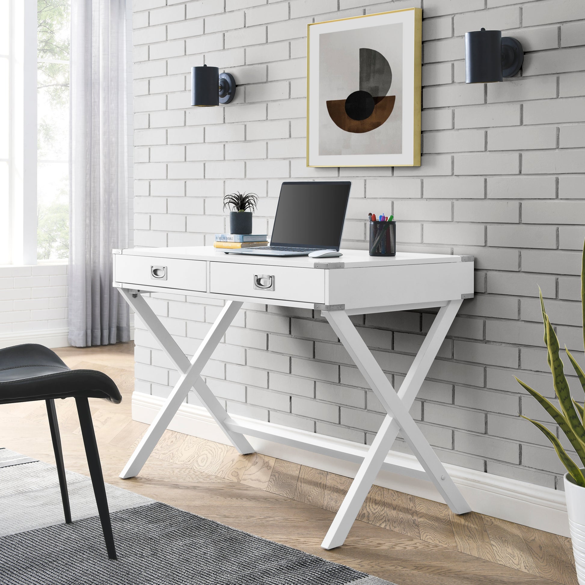 Computer Desk With Storage,Solid Wood Desk With Drawers, Modern Study Table For Home Office,Small Writing White Solid Wood Mdf