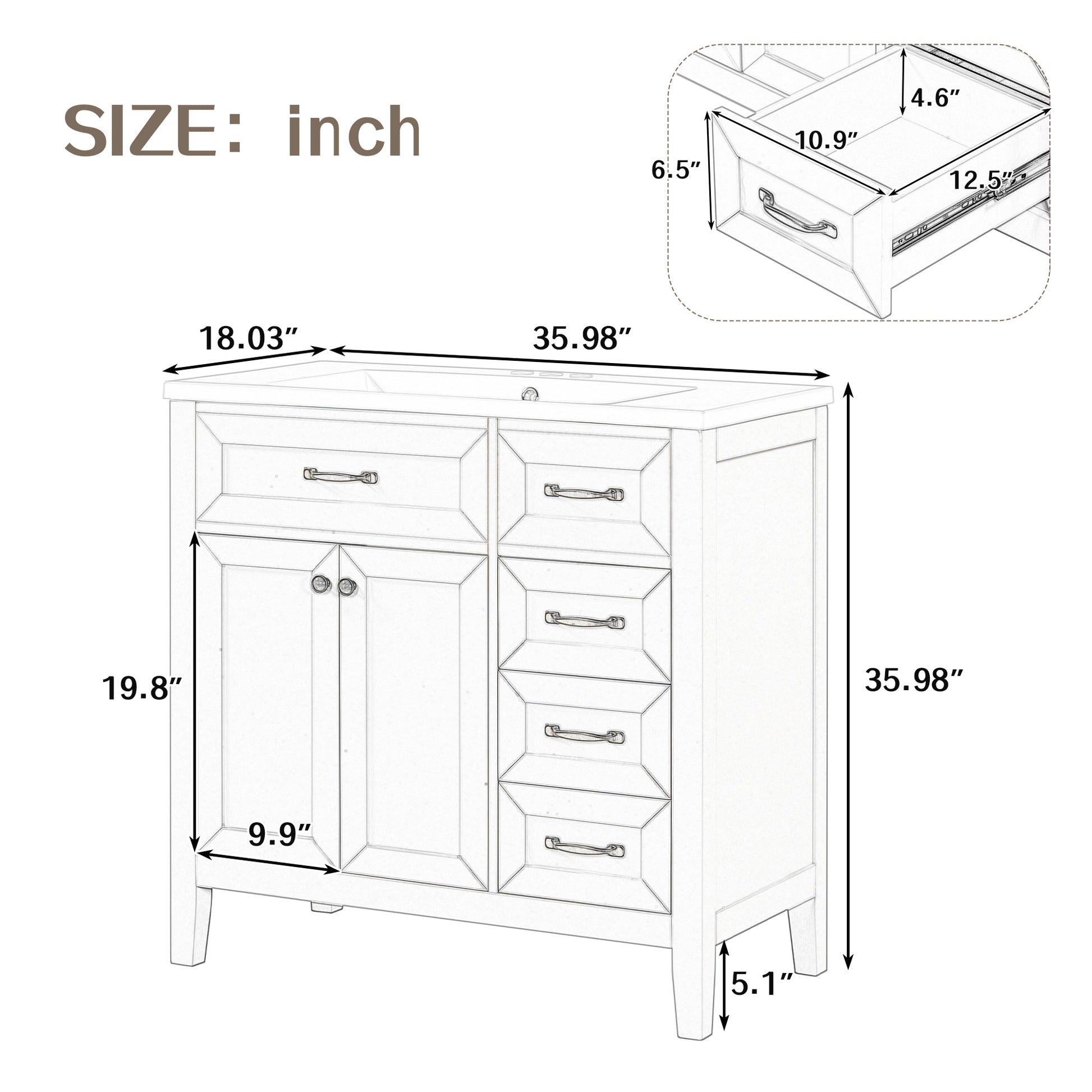 36" Bathroom Vanity With Sink Combo, Green Bathroom Cabinet With Drawers, Solid Frame And Mdf Board Old Sku:Jl000007Aag Green Solid Wood Mdf