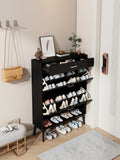 Shoe Cabinetshoe Storage Shelves, Black Black Mdf