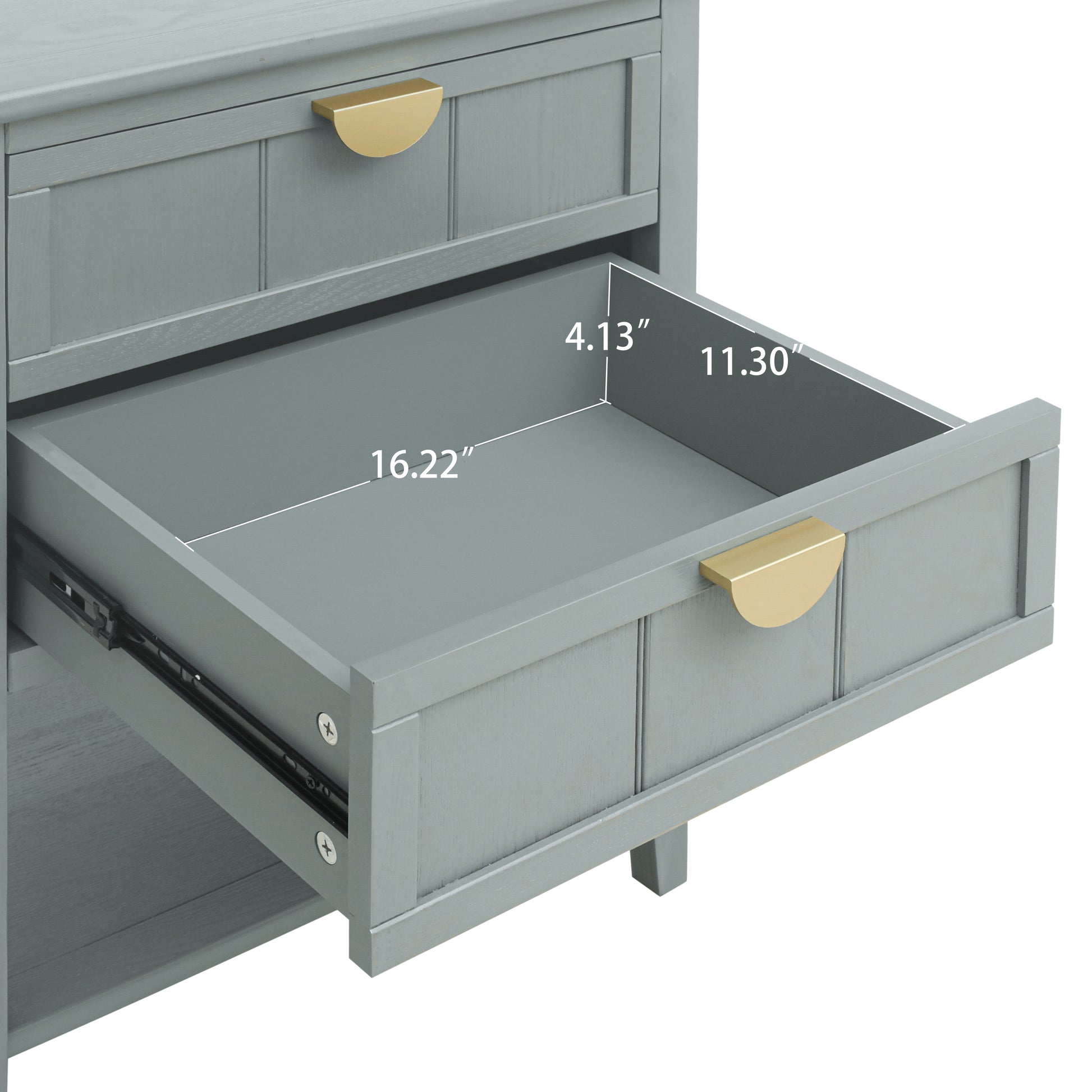 2 Drawer Side Table,American Style, End Table,Suitable For Bedroom, Living Room, Study Light Gray Mdf