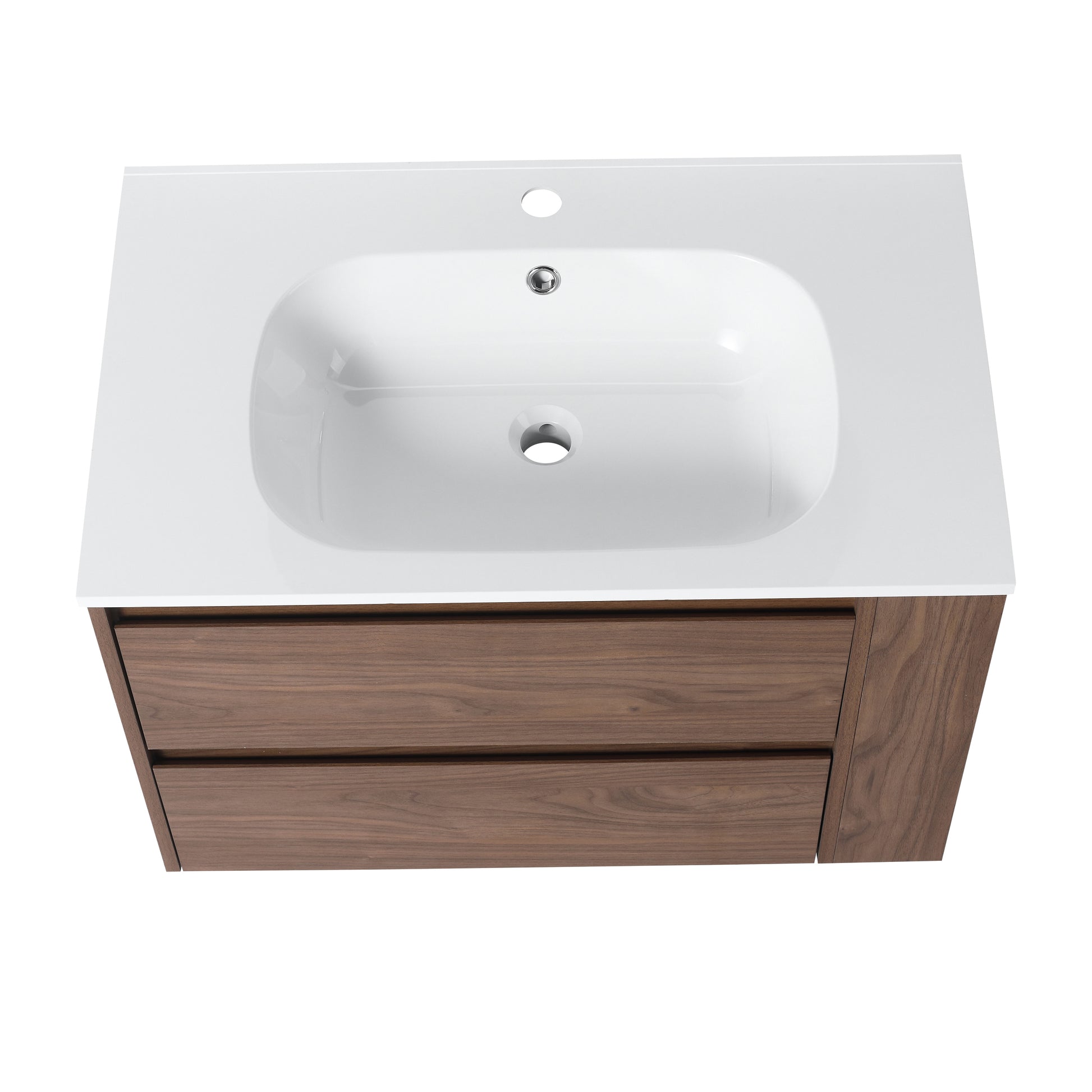 30" Wall Mounting Bathroom Vanity With Gel Sink, Soft Close Drawer 2 Brown Oak 1 Bathroom Wall Mounted Modern Plywood