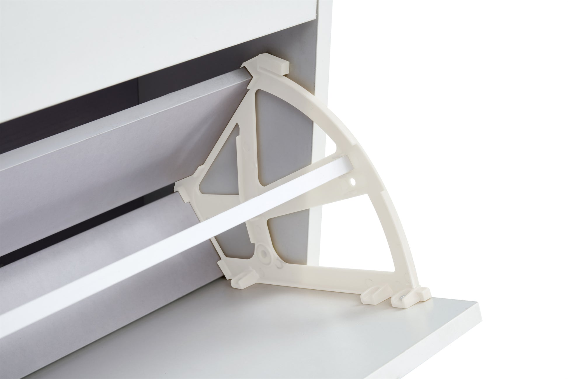 Shoe Cabinetshoe Storage Shelves, Metal Leg, White White Mdf