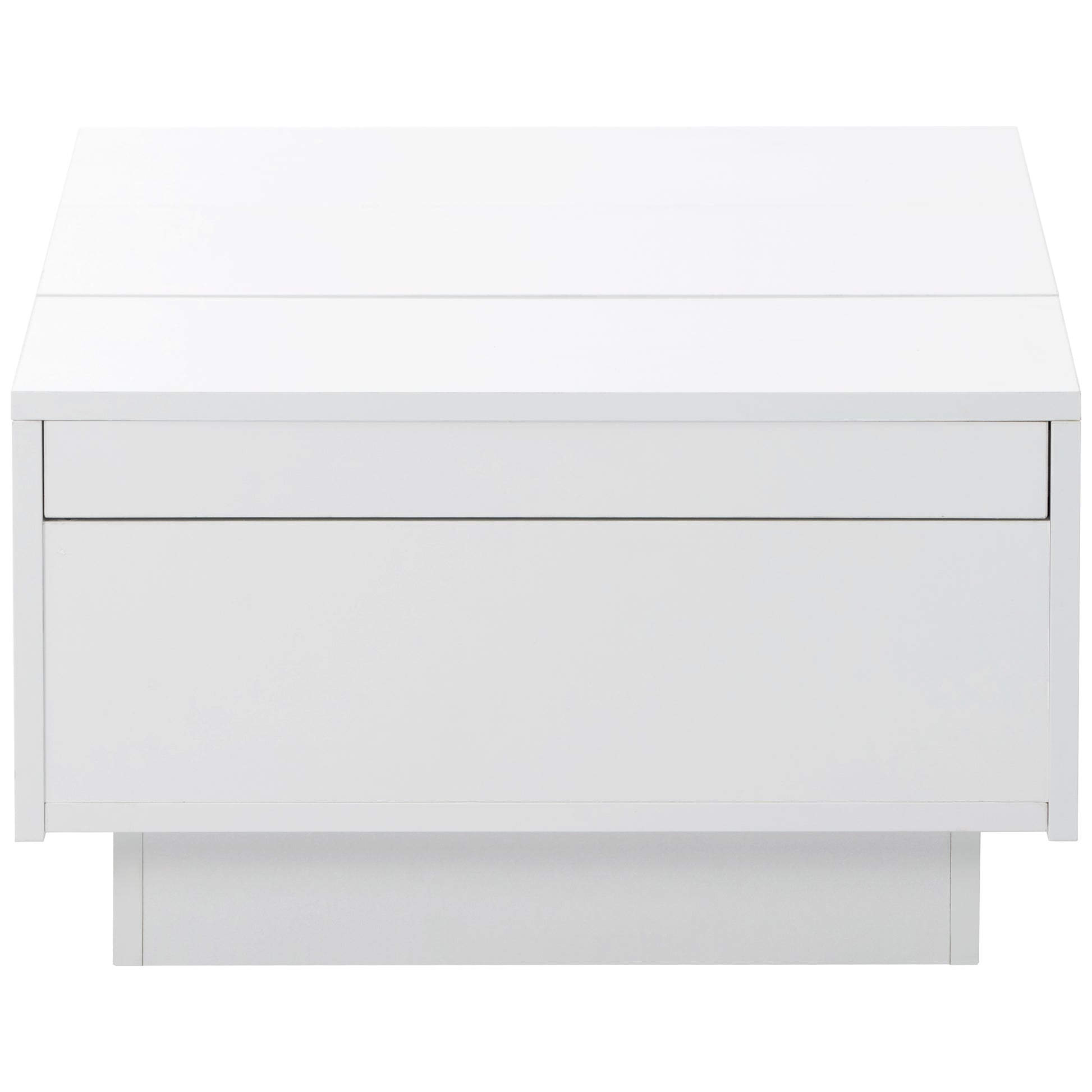 Coffee Table With 2 Large Hidden Storage Compartment, Extendable Cocktail Table With 2 Drawers, High Gloss Center Table With Sliding Top For Living Room, 39.3"X21.6", White White Soft Close Drawers Primary Living Space Modern Freestanding Rectangular