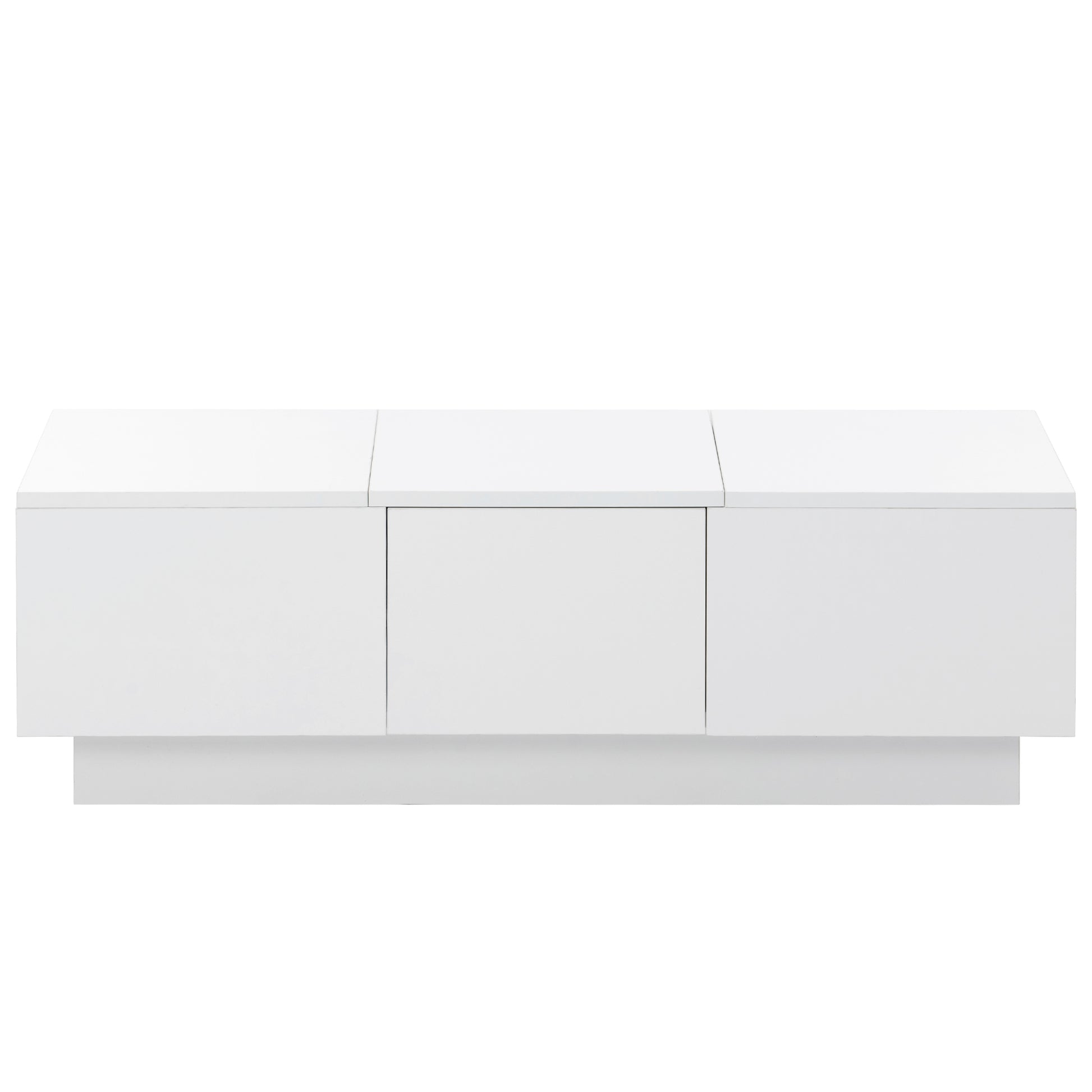 Coffee Table With 2 Large Hidden Storage Compartment, Extendable Cocktail Table With 2 Drawers, High Gloss Center Table With Sliding Top For Living Room, 39.3"X21.6", White White Soft Close Drawers Primary Living Space Modern Freestanding Rectangular