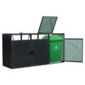 Garbage Bin Shed Stores 3 Trash Cans Metal Outdoor Bin Shed For Garbage Storage,Stainless Galvanized Steel, Bin Shed For Garden Yard Lawn W540S00009 Charcoal Iron