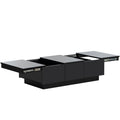 Coffee Table With 2 Large Hidden Storage Compartment, Extendable Cocktail Table With 2 Drawers, High Gloss Center Table With Sliding Top For Living Room, 39.3