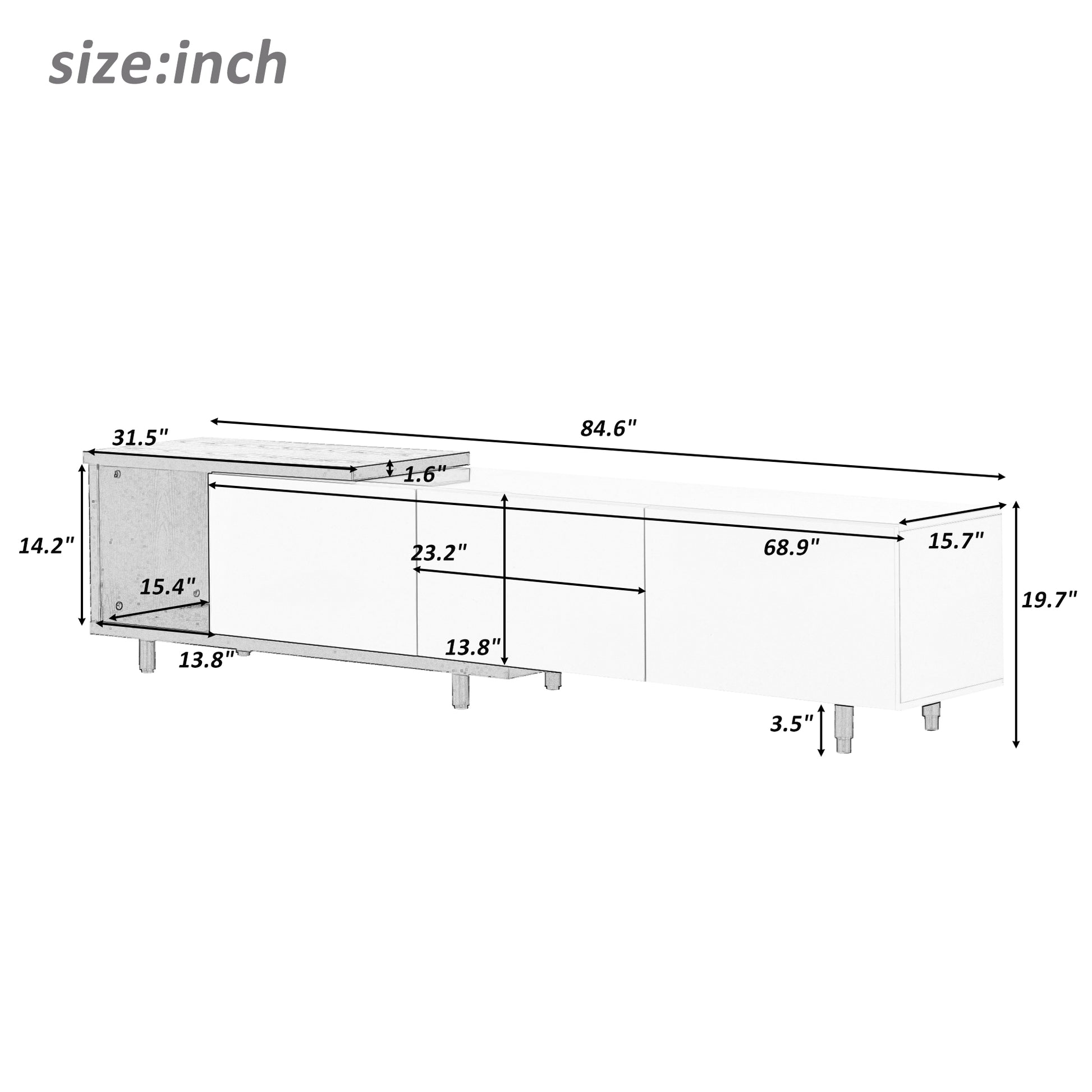 Modern ,Stylish Tv Stand Tv Cabinet For 80 Inch Tv, Black Black Particle Board