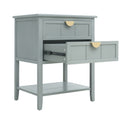 2 Drawer Side Table,American Style, End Table,Suitable For Bedroom, Living Room, Study Light Gray Mdf