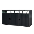 Garbage Bin Shed Stores 3 Trash Cans Metal Outdoor Bin Shed For Garbage Storage,Stainless Galvanized Steel, Bin Shed For Garden Yard Lawn W540S00009 Charcoal Iron