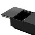 Coffee Table With 2 Large Hidden Storage Compartment, Extendable Cocktail Table With 2 Drawers, High Gloss Center Table With Sliding Top For Living Room, 39.3