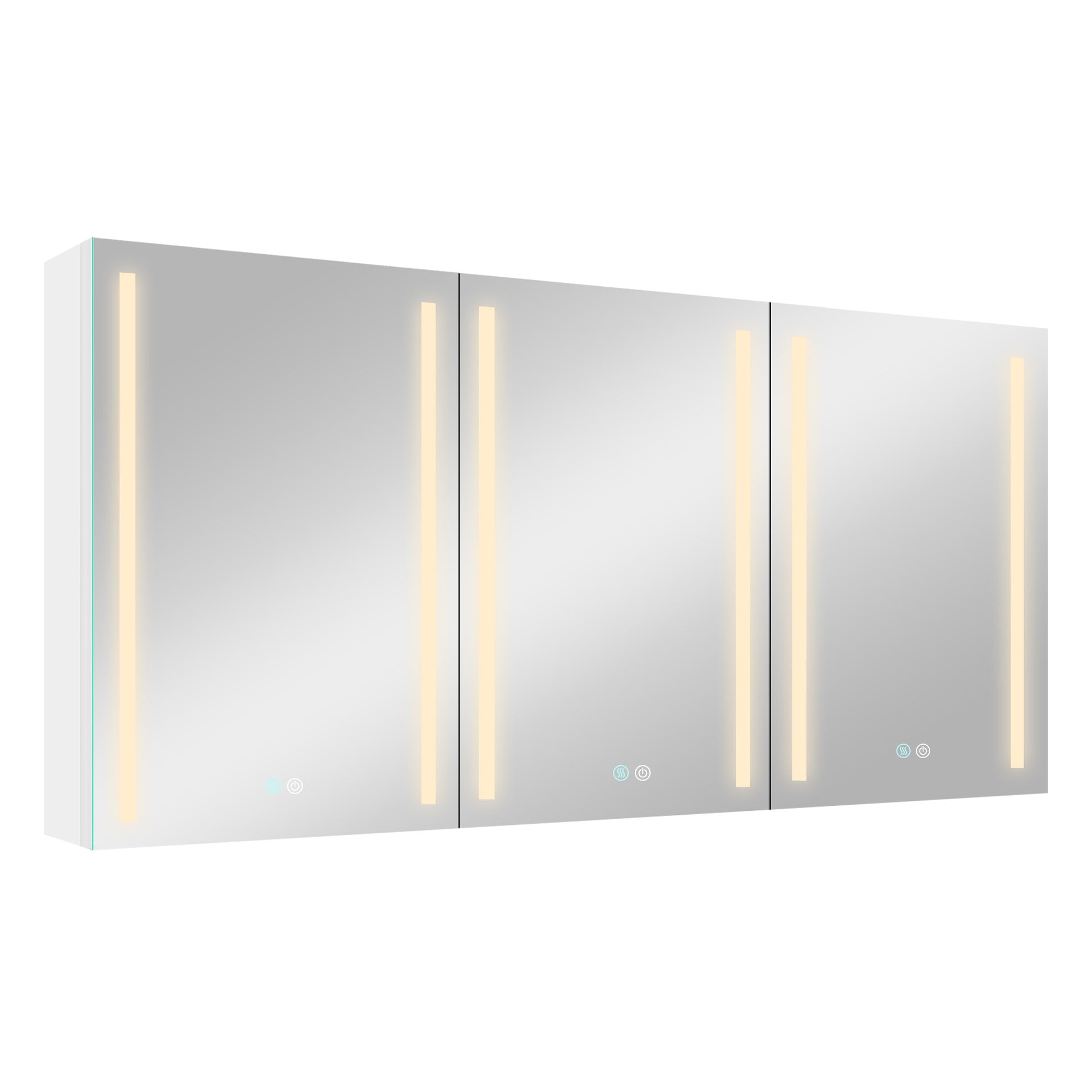 60X30 Inch Led Bathroom Medicine Cabinet Surface Mount Double Door Lighted Medicine Cabinet, Medicine Cabinets For Bathroom With Mirror Defogging, Dimmer White White Modern Aluminium