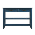 Console Sofa Table With 2 Storage Drawers And 2 Tiers Shelves, Mid Century Style 42'' Solid Wood Buffet Sideboard For Living Room Furniture Kitchen Dining Room Entryway Hallway,Navy Blue Navy Blue Pine