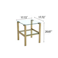 Clear Glass Side & End Table With Gold Legs Tempered Glass Night Stand Corner Table Gold Glass