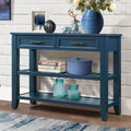 Console Sofa Table with 2 Storage Drawers and 2 Tiers navy blue-pine