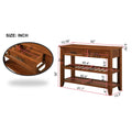 Console Sofa Table with 2 Storage Drawers and 2 Tiers brown-pine
