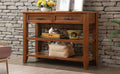 Console Sofa Table with 2 Storage Drawers and 2 Tiers brown-pine