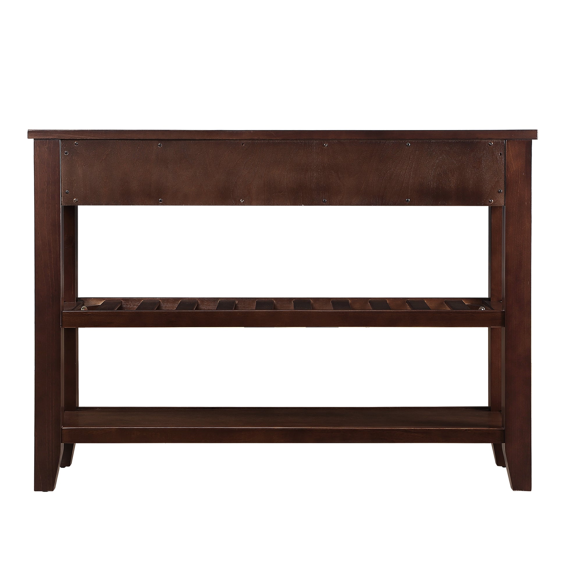 Console Sofa Table With 2 Storage Drawers And 2 Tiers Shelves, Mid Century Style 42'' Solid Wood Buffet Sideboard For Living Room Furniture Kitchen Dining Room Entryway Hallway, Espresso Espresso Pine