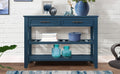 Console Sofa Table With 2 Storage Drawers And 2 Tiers Shelves, Mid Century Style 42'' Solid Wood Buffet Sideboard For Living Room Furniture Kitchen Dining Room Entryway Hallway,Navy Blue Navy Blue Pine