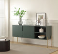 Combo Mid Century Sideboard Buffet Table Or Tv Stand With Storage For Living Room Kitchen Green Wood Stainless Steel