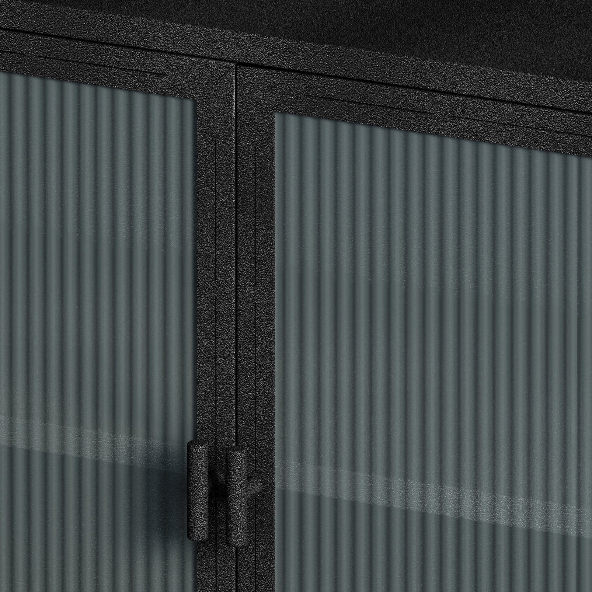 43.31"Glass Doors Modern MDF Cabinet with Featuring matte black-mdf