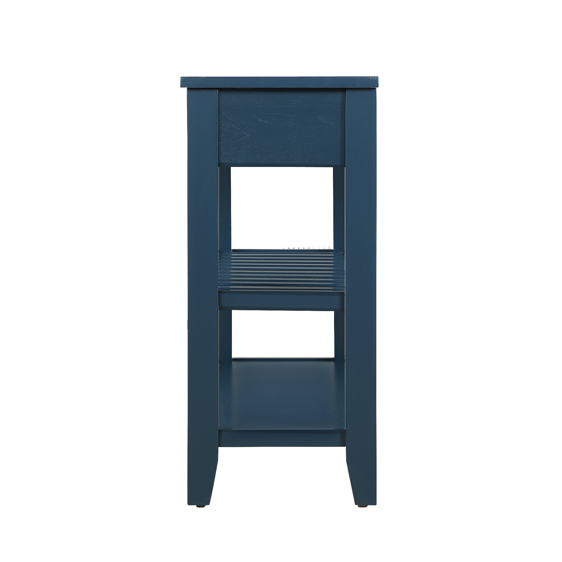 Console Sofa Table With 2 Storage Drawers And 2 Tiers Shelves, Mid Century Style 42'' Solid Wood Buffet Sideboard For Living Room Furniture Kitchen Dining Room Entryway Hallway,Navy Blue Navy Blue Pine