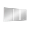 60X30 Inch Led Bathroom Medicine Cabinet Surface Mount Double Door Lighted Medicine Cabinet, Medicine Cabinets For Bathroom With Mirror Defogging, Dimmer White White Modern Aluminium