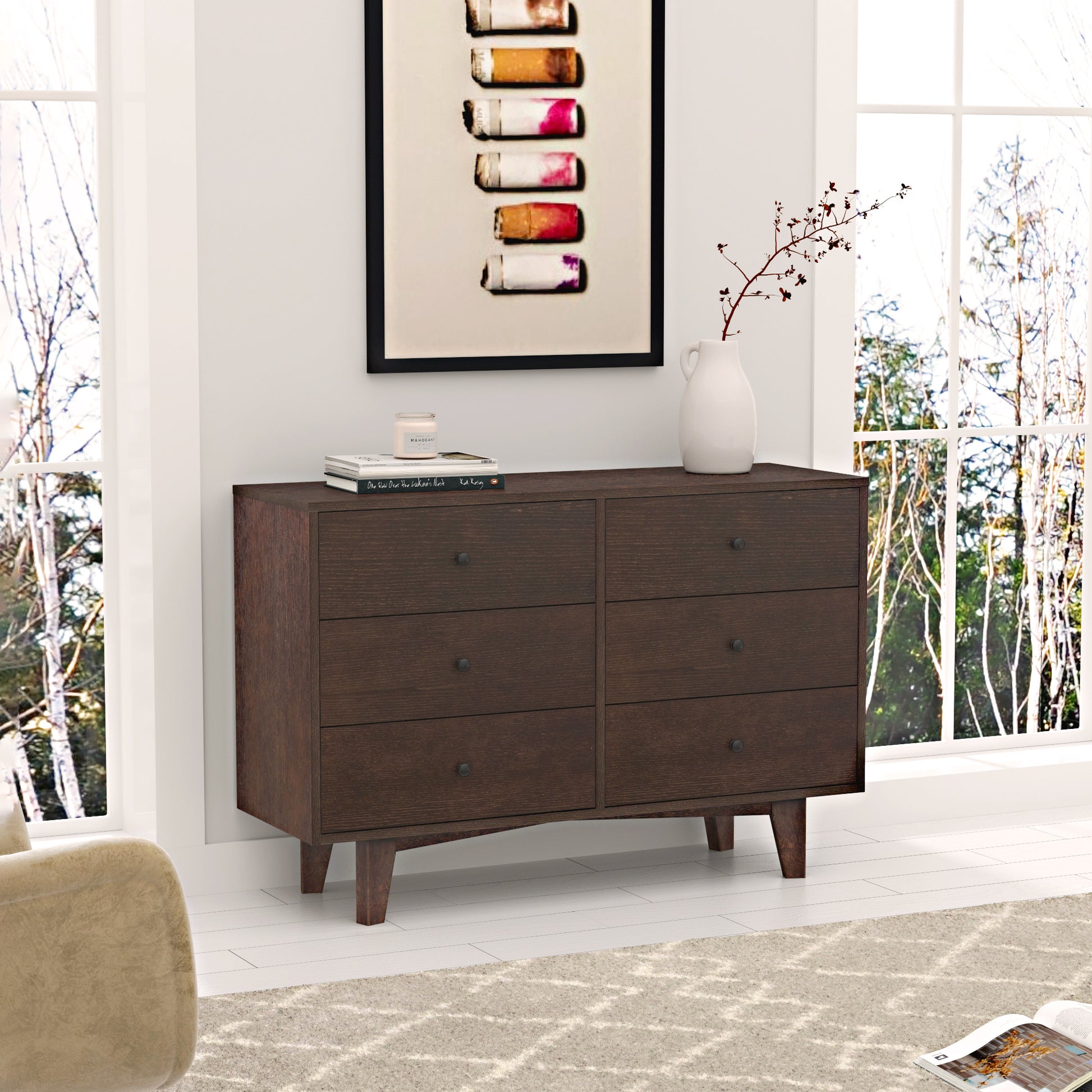 Solid Wood Spray Painted Drawer Dresser Bar,Buffet Tableware Cabinet Lockers Buffet Server Console Table Lockers, Retro Round Handle, Applicable To The Dining Room, Living Room,Kitchen Corridor Auburn 5 Or More Drawers Auburn Primary Living Space Solid