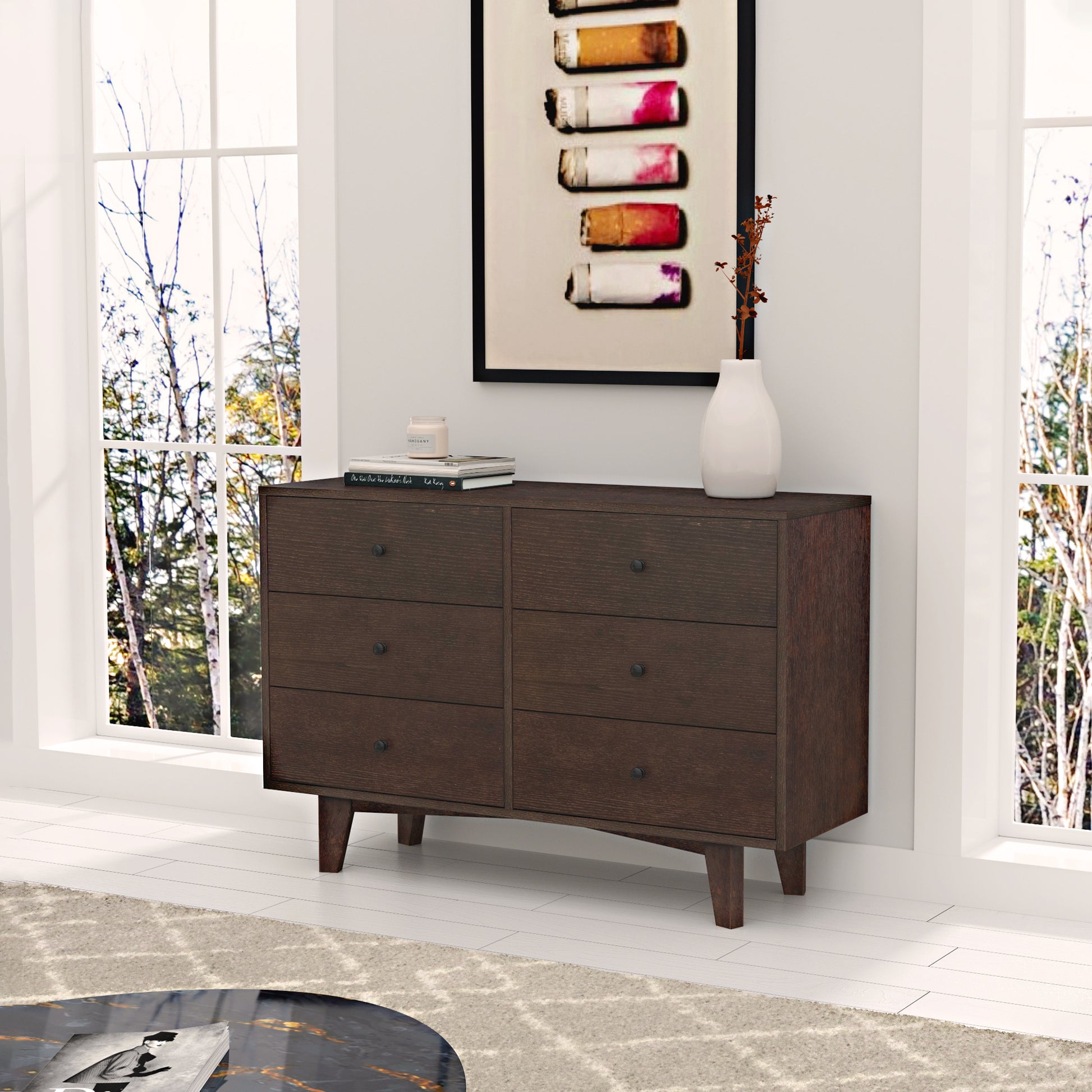 Solid Wood Spray Painted Drawer Dresser Bar,Buffet Tableware Cabinet Lockers Buffet Server Console Table Lockers, Retro Round Handle, Applicable To The Dining Room, Living Room,Kitchen Corridor Auburn 5 Or More Drawers Auburn Primary Living Space Solid