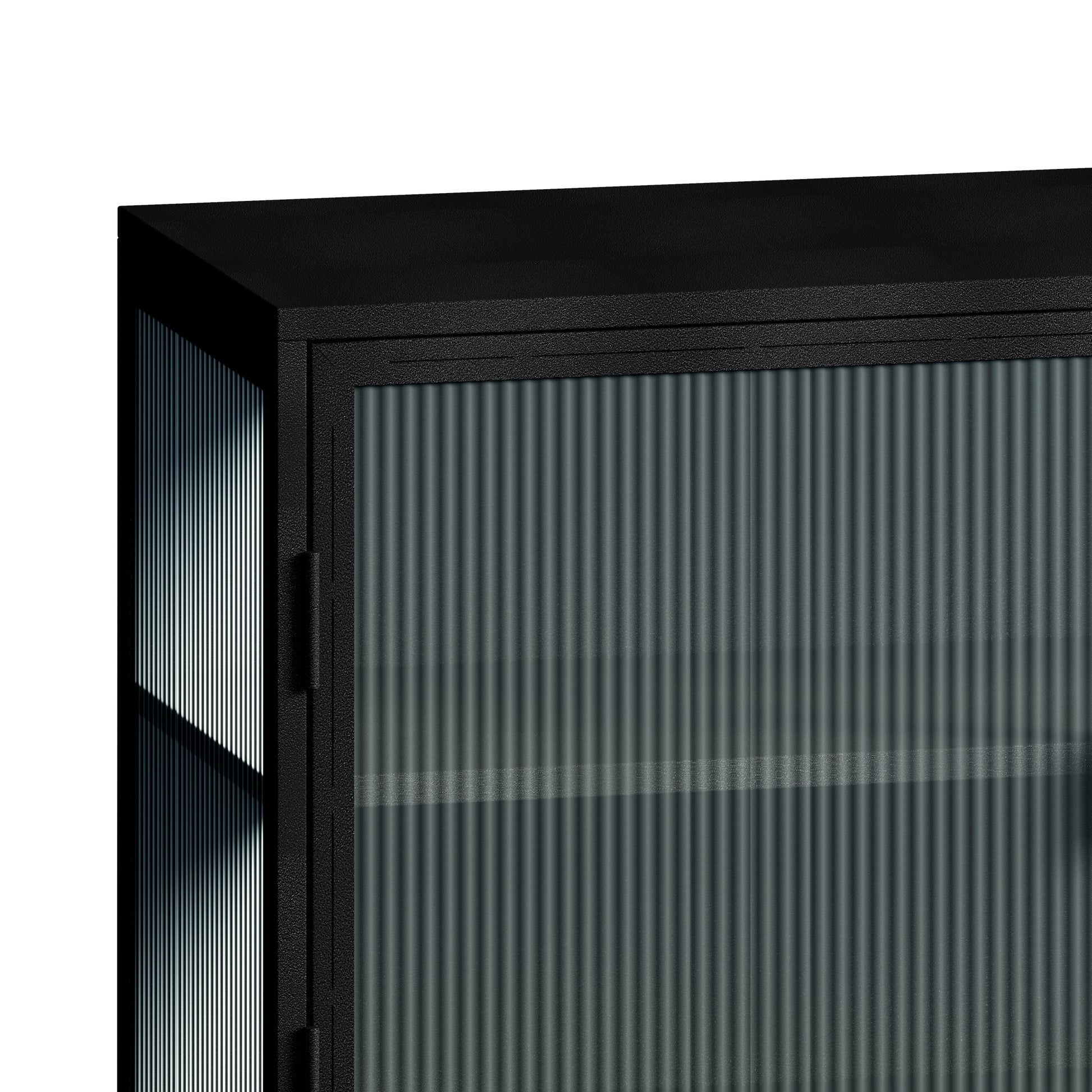 43.31"Glass Doors Modern MDF Cabinet with Featuring matte black-mdf