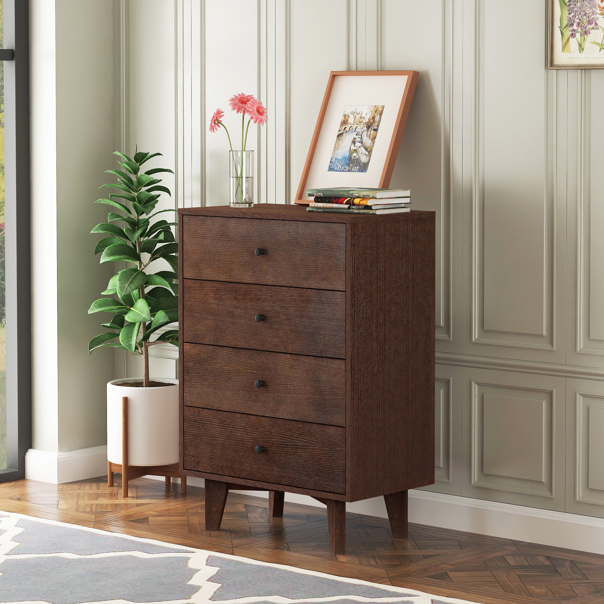 Solid Wood Spray Painted Drawer Dresser Bar,Buffet Tableware Cabinet Lockers Buffet Server Console Table Lockers, Retro Round Handle, Applicable To The Dining Room, Living Room,Kitchen Corridor Auburn 3 4 Drawers Auburn Primary Living Space Solid Wood