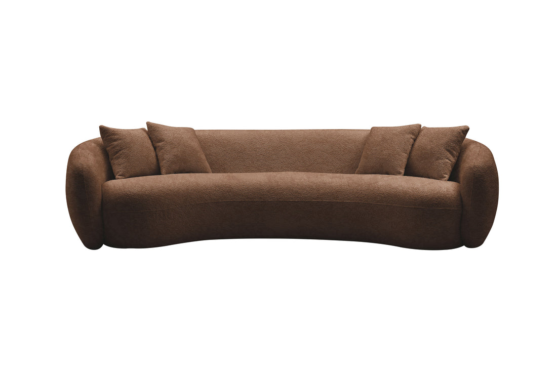 102'' 5 Seater Boucle Sofa Modern Sectional Half Moon Leisure Couch Curved Sofa Teddy Fleece Brown Brown Boucle 5 Seat