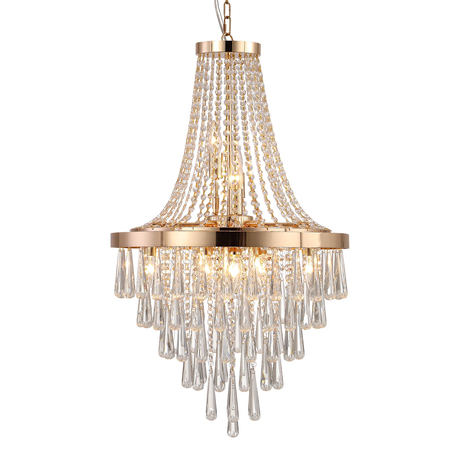 Same As W1340102274 L5004 Gold Crystal Chandeliers,Large Contemporary Luxury Ceiling Lighting For Living Room Dining Room Bedroom Hallway Bulbs Not Included Gold Crystal Iron