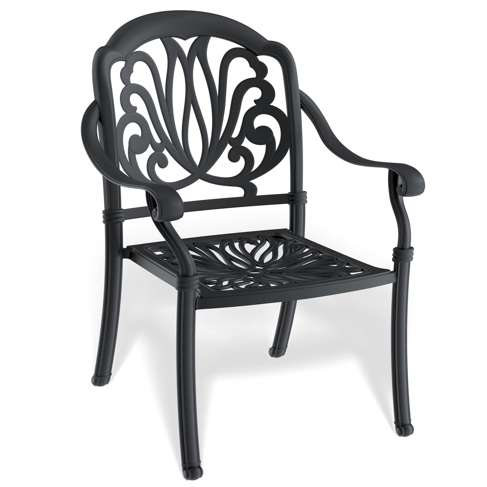 Cushions In Random Colors 7 Piece Set Of Cast Aluminum Patio Furniture With Cushions Yes Complete Patio Set Black Seats 6 Rust Resistant Frame Water Resistant Cushion Garden & Outdoor Complete Patio Sets Aluminium