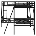 Twin Over Full Bunk Bed With A Twin Size Loft Bed Attached, With A Desk, Metal, Black Black Metal