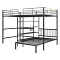 Full Over Twin Metal Bunk Bed With Built In Desk, Shelves And Ladder, Black Full Black Metal & Wood