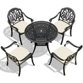 Cushions In Random Colors 5 Piece Set Of Cast Aluminum Patio Furniture With Cushions Yes Complete Patio Set Black Seats 4 Rust Resistant Frame Water Resistant Cushion Garden & Outdoor Complete Patio Sets Aluminium