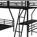 Twin Over Full Bunk Bed With A Twin Size Loft Bed Attached, With A Desk, Metal, Black Black Metal